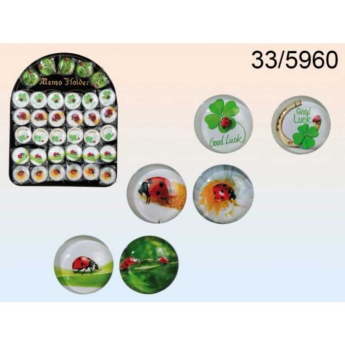 Szklany magnes - szczęśliwa biedronka 3 sztuki