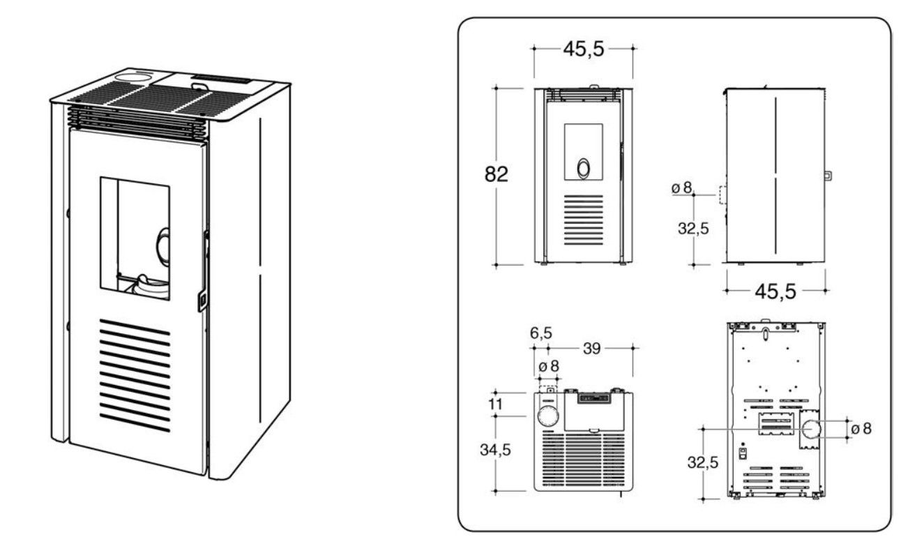 Mały cichy piecyk na pellet Nodo 4kW z nadmuchem