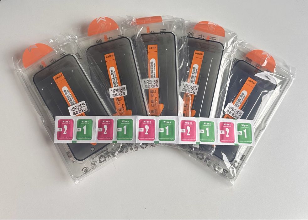 ціна за 5шт  Скло захисне антішпигун на iPhone 14 Pro