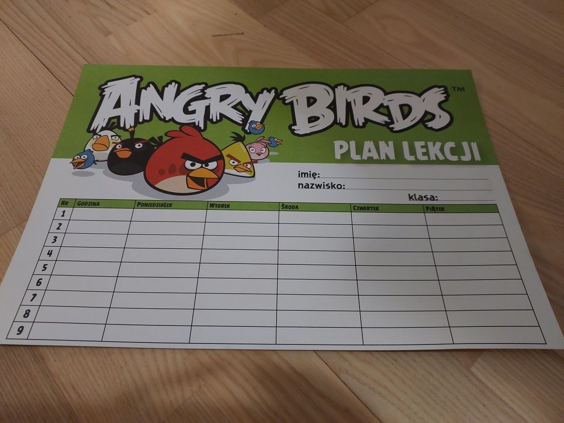 Plan lekcji Angry Birds plus tabliczka mnożenia