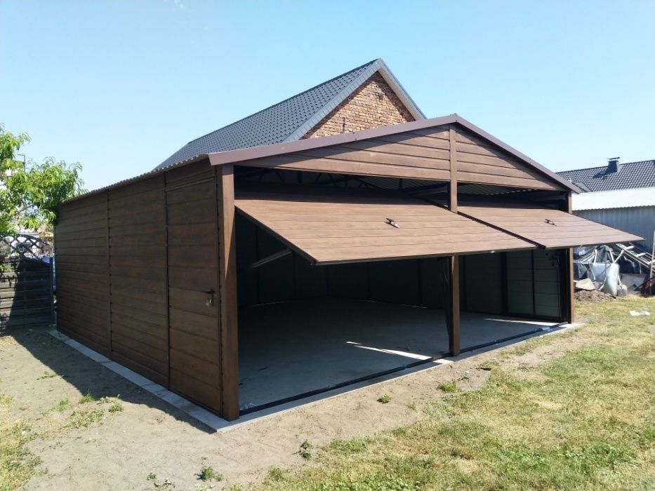 garaż drewnopodobny 6x6 600x600 profil ocynkowany orzech złoty dąb
