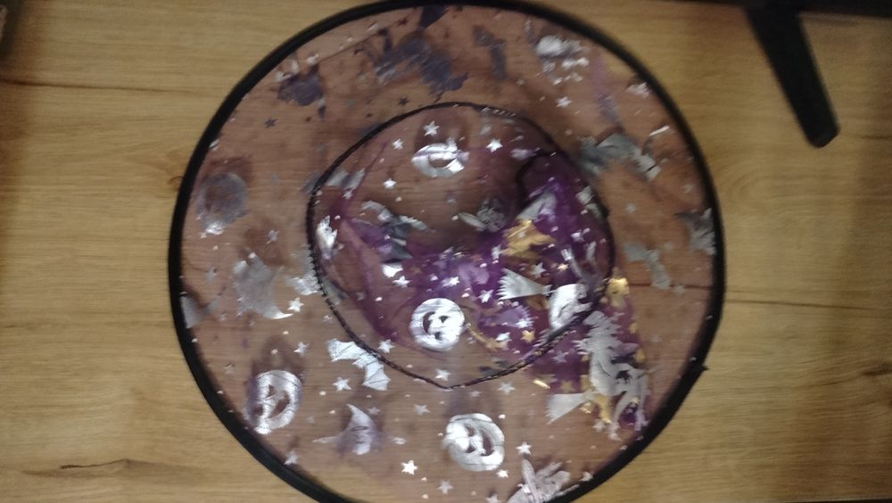 Kapelusz czapka Halloween złoto srebro rondo dwustronny