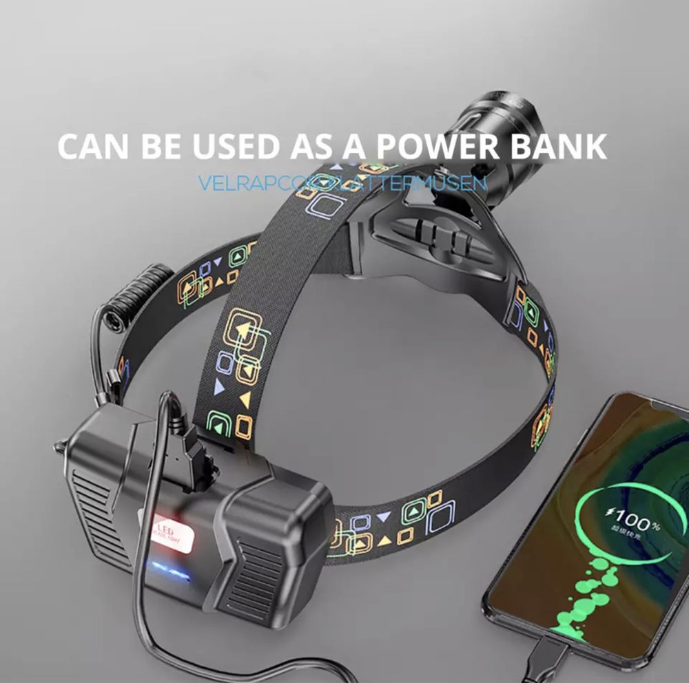 Налобний LED ліхтар фонарь Power Bank “Shustar” T-071 з лінзою XHP 90.