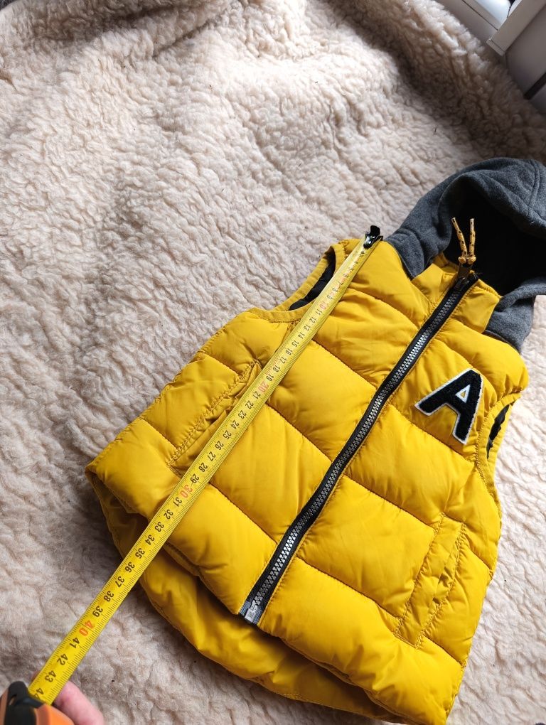 Kamizelka z kapturem, bezrękawnik żółty h&m 92