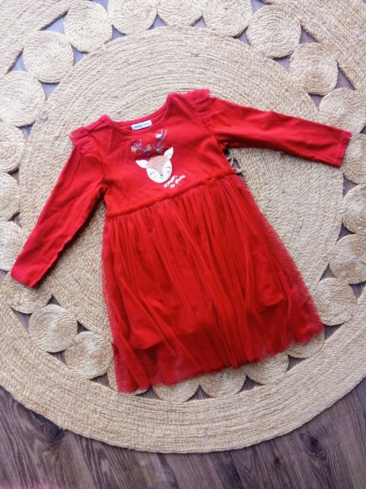 Sukienka świąteczna mikołajkowa czerwona Sinsay 116