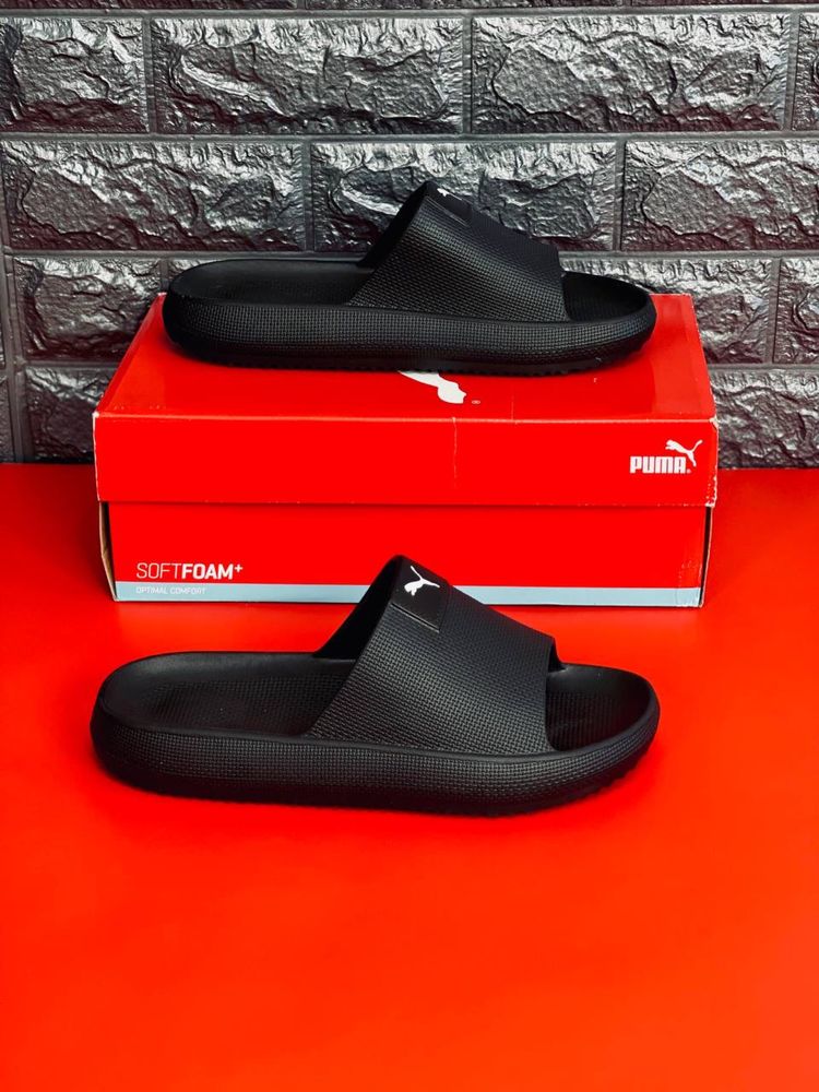 Мужские шлепанцы puma черные пляжные шлепки puma