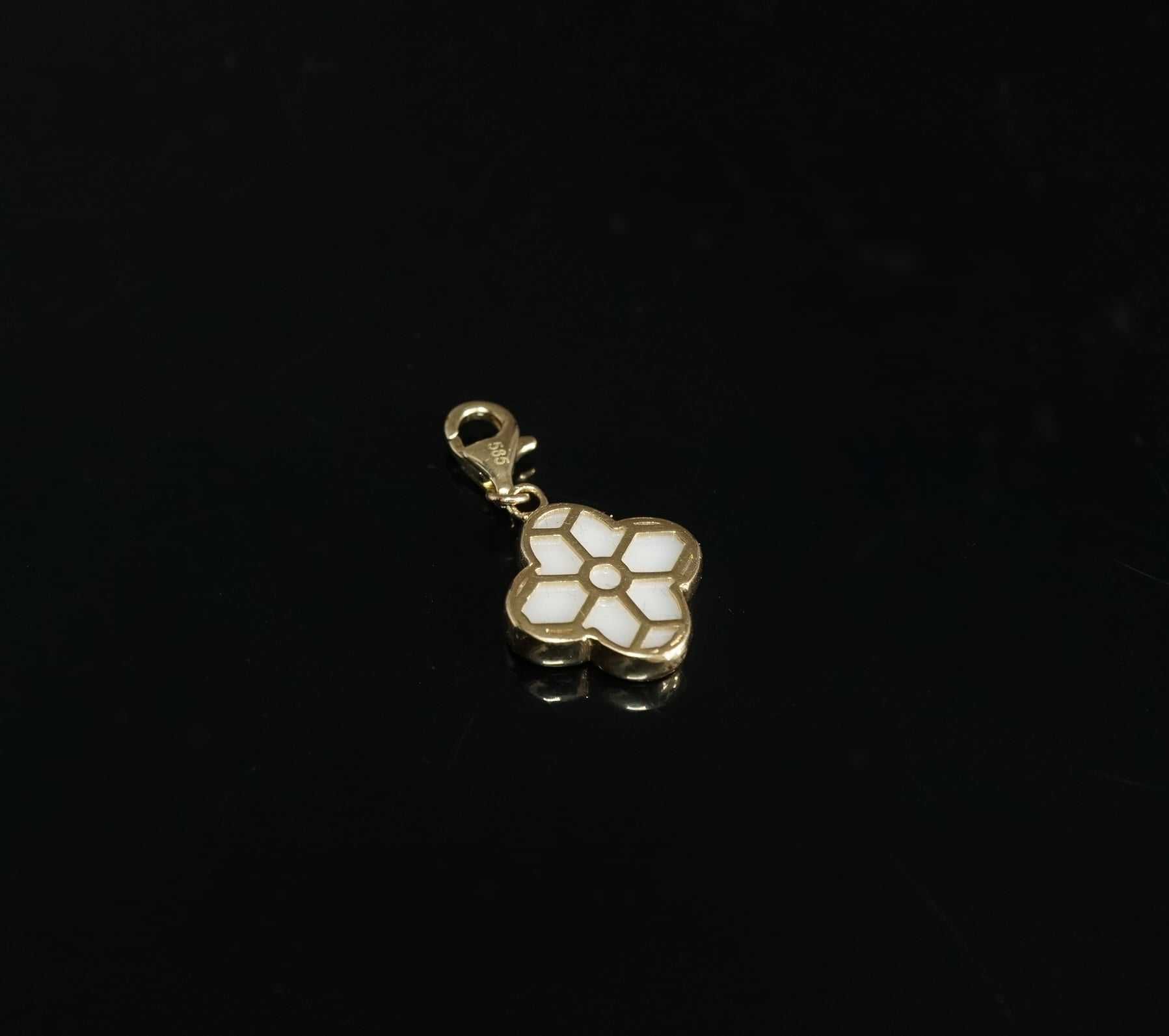 Złoto 585 - złota zawieszka charms koniczynka