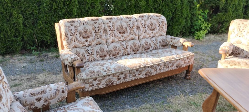 Komplet retro sofa i dwa fotele królewski zestaw