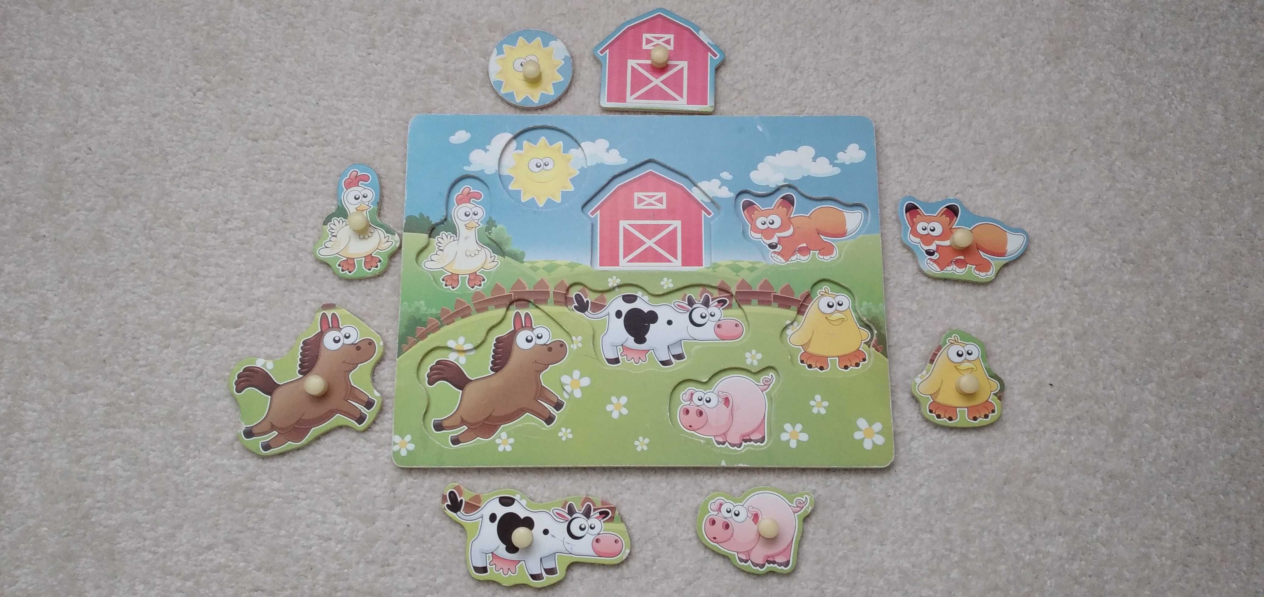 Puzzle dziecięce z uchwytami, układanka ze zwierzątkami farma