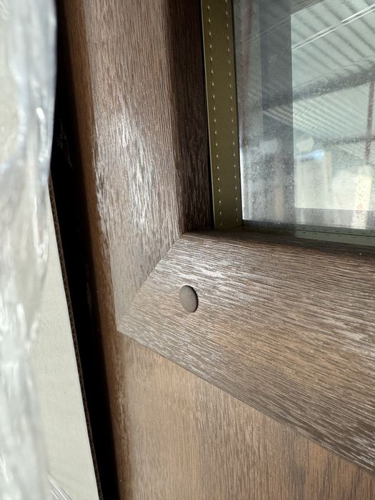 drzwi zewnętrzne, metalowe Mikea 90 ocieplane Lima orzech