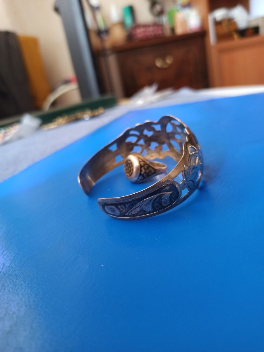 Вінтажні срібний браслет та перстень