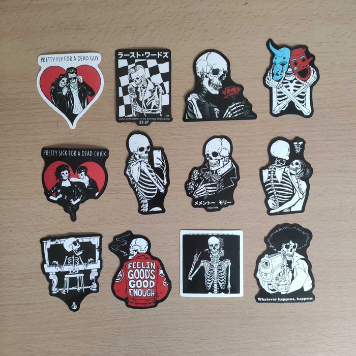 50 Autocolantes Stickers Esqueletos Namaste Hell
