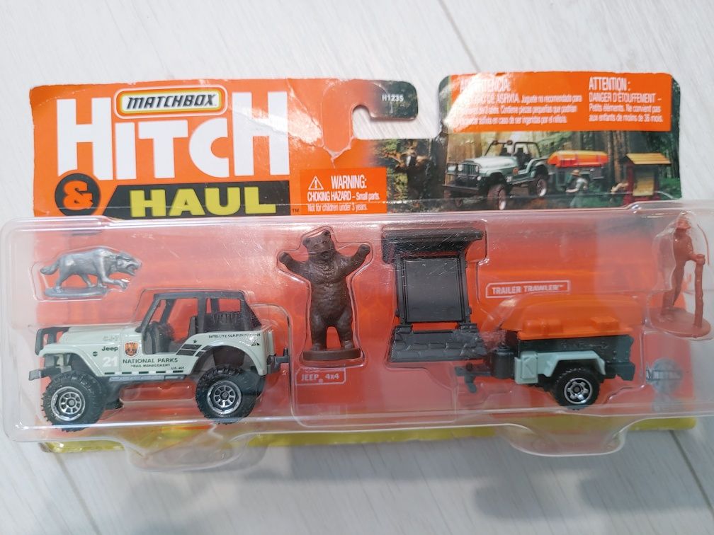 Matchbox Hitch & Haul Jeep z przyczepką Zestaw Nowy Ostatni