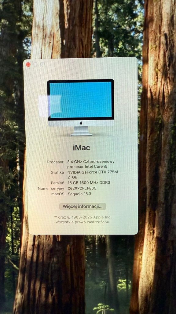 iMac 27 late 2013 system sequoia