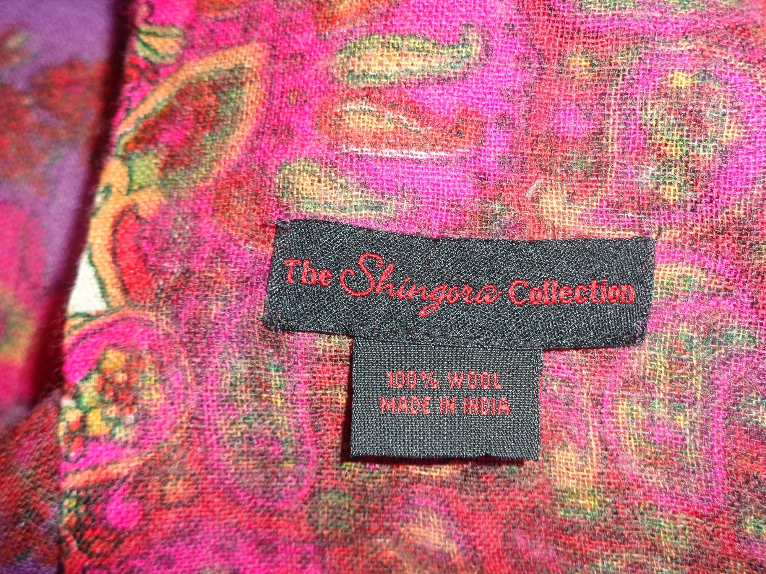 THE SHINGORA COLLECTION wełniany duży cieńki szal szalik 100% WOOL