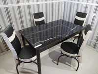 Стіл обідній Раскладной кухонный обеденный стеклянный стол и стулья