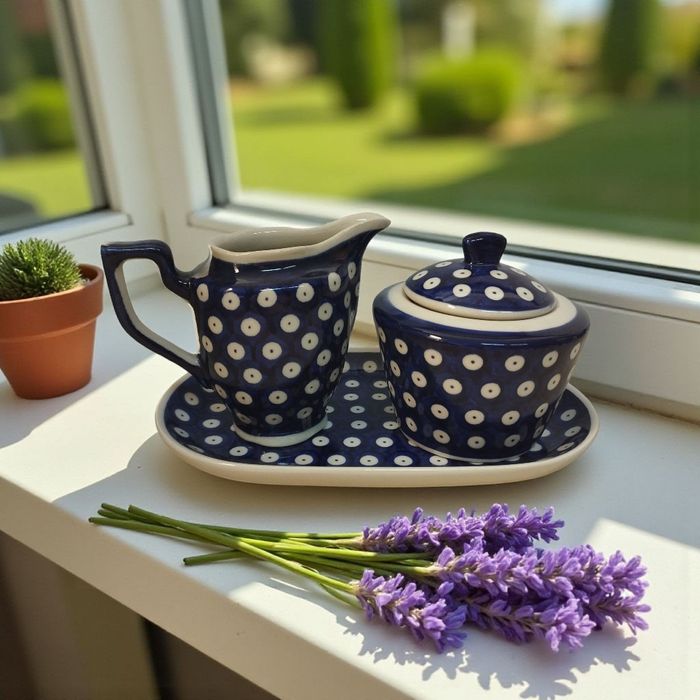 Cukiernica z mlecznikiem.Ceramika Bolesławiec