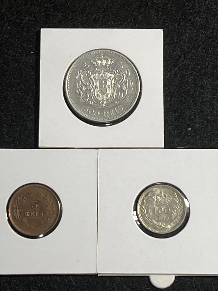 500 Reis 1908 ; 100 Reis 1910 ; 5 Reis 1910