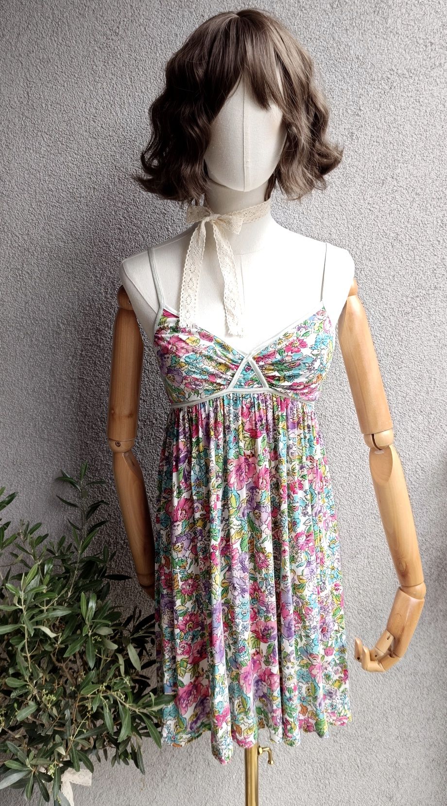 H&M S M biust 34-40x2 sukienka kalka 100 % viscose kwiatuszki urocza