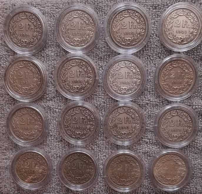 20 monet srebrnych  2 franki Szwajcaria