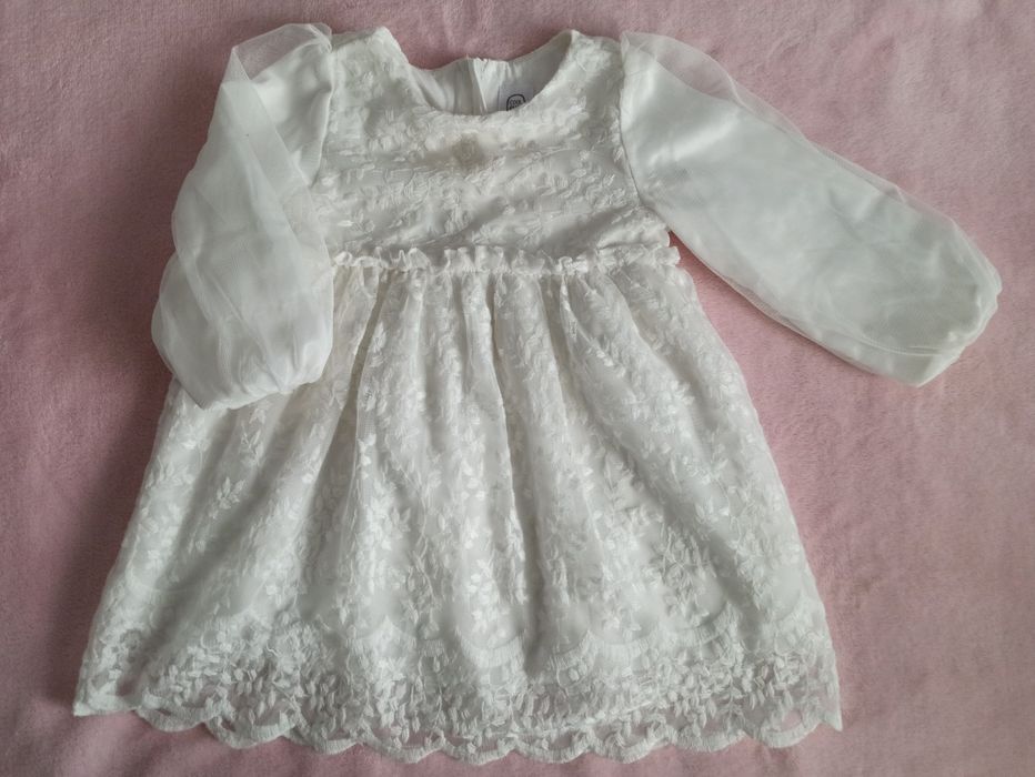 Zestaw do chrztu sukienka i płaszczyk