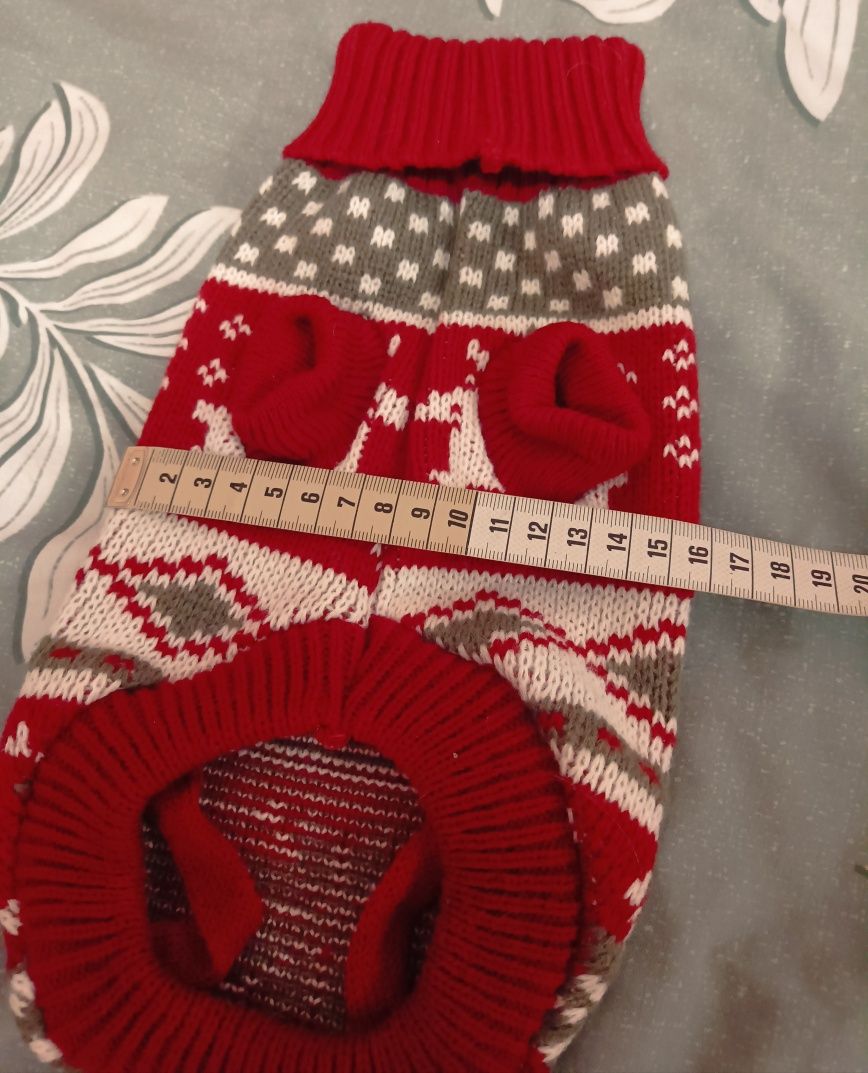 В'язаний светр новорічний з оленем Червоний для собак