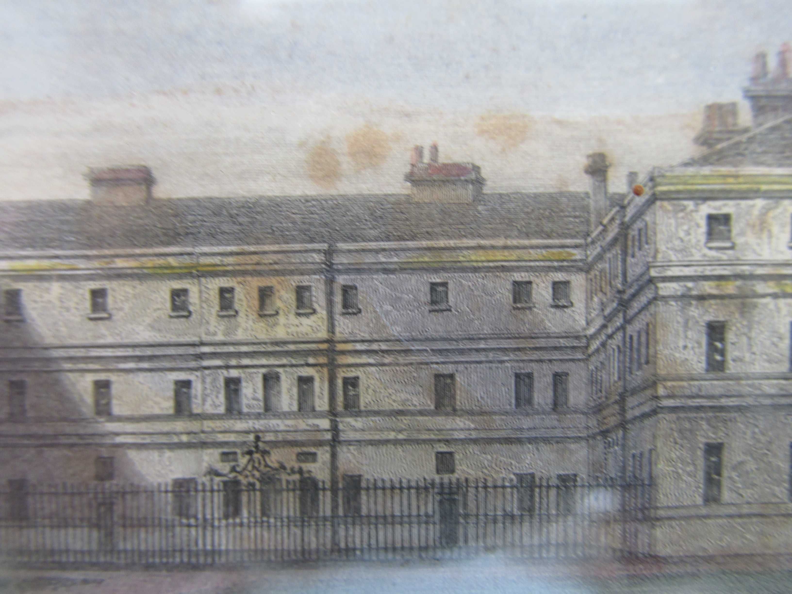 Stary Kolorowy Staloryt - Trinity College From The Garden- 1835 anglia