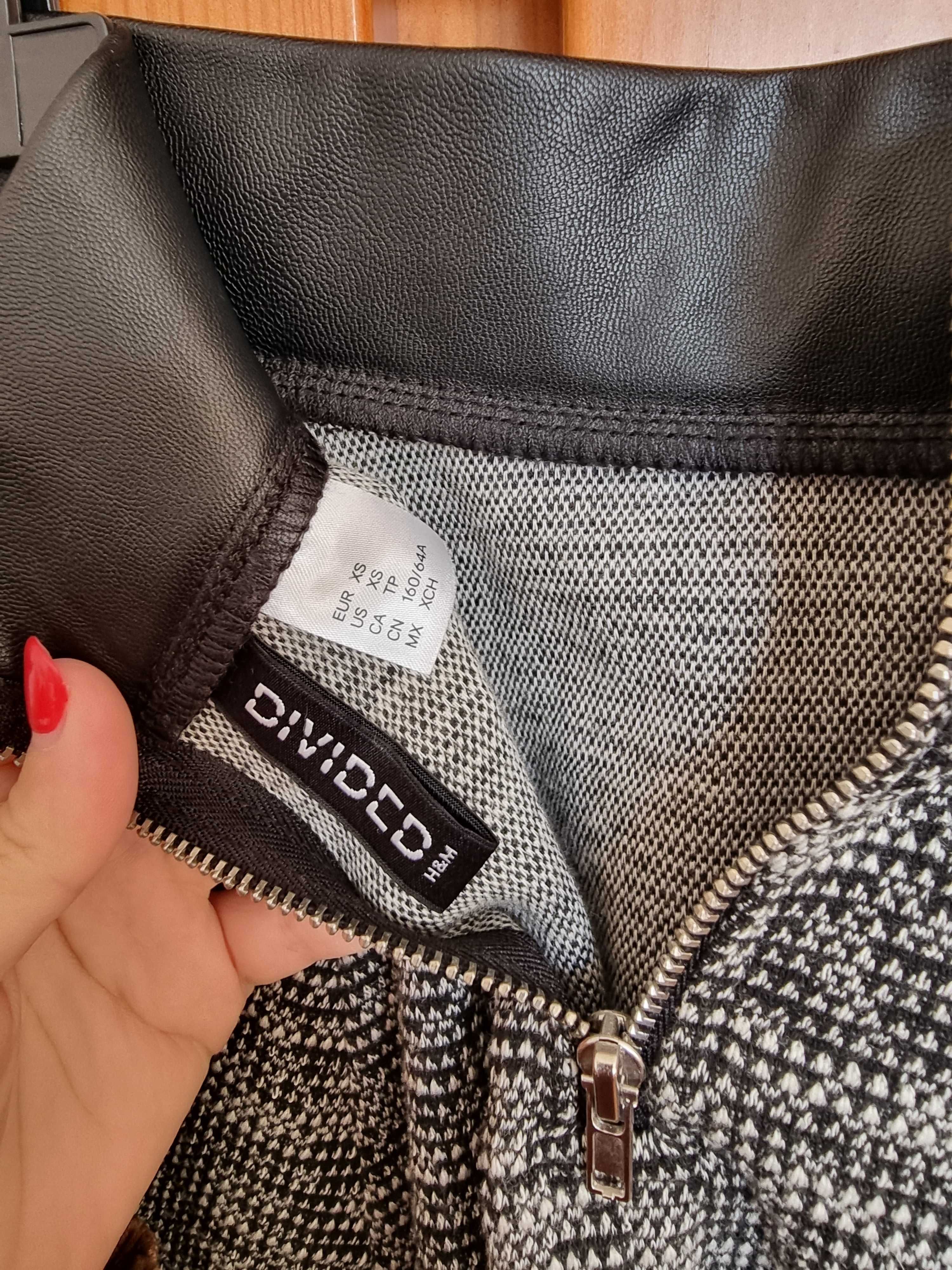 Saia preta e cinzenta H&M, tamanho XS