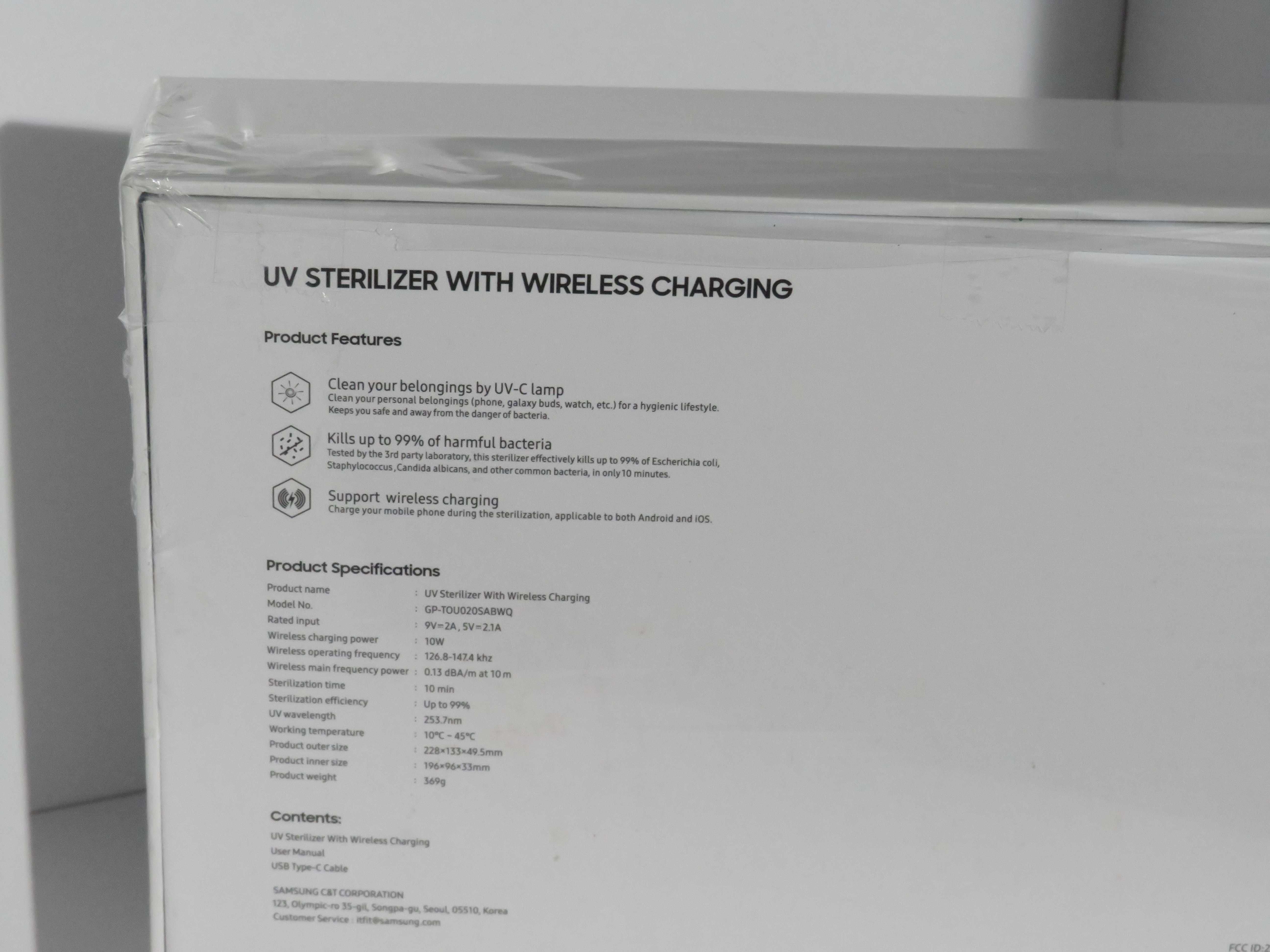 Samsung UV Esterilizador com carregamento Wireless 10 W Novo/Selado