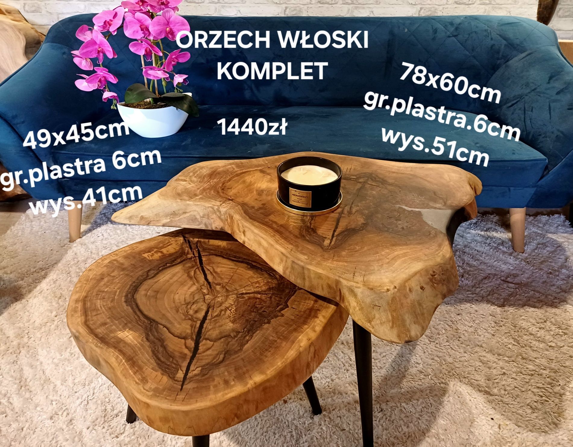 Stolik kawowy plaster drewna OD RĘKI CENY NA kolejnych zdjęciach