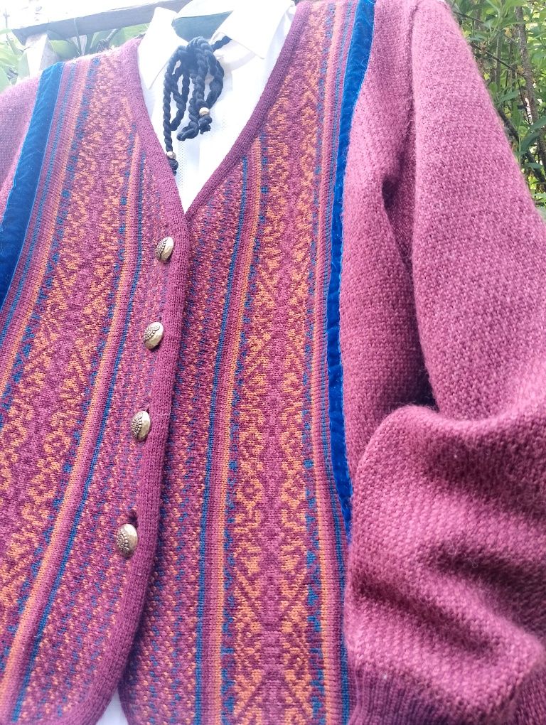 Sweter kardigan Vintage. Wełna 100%