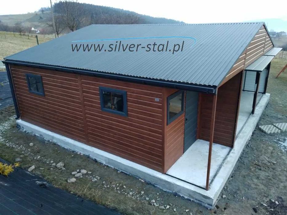 Garaż blaszany drewnopodobny z wnęką 8x6 8x5 8x7