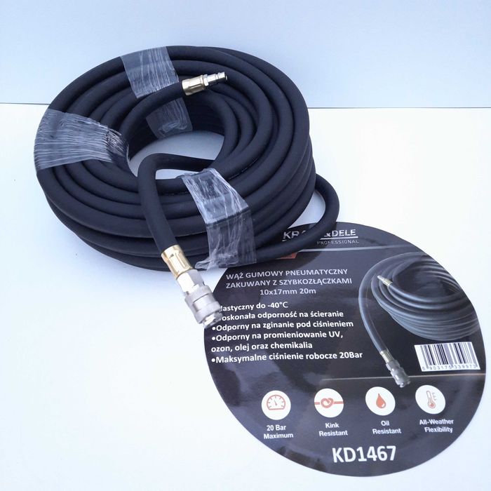 WĄŻ przewód PNEUMATYCZNY zakuwany ciśnieniowy 20bar 10x17mm 20m KD1467
