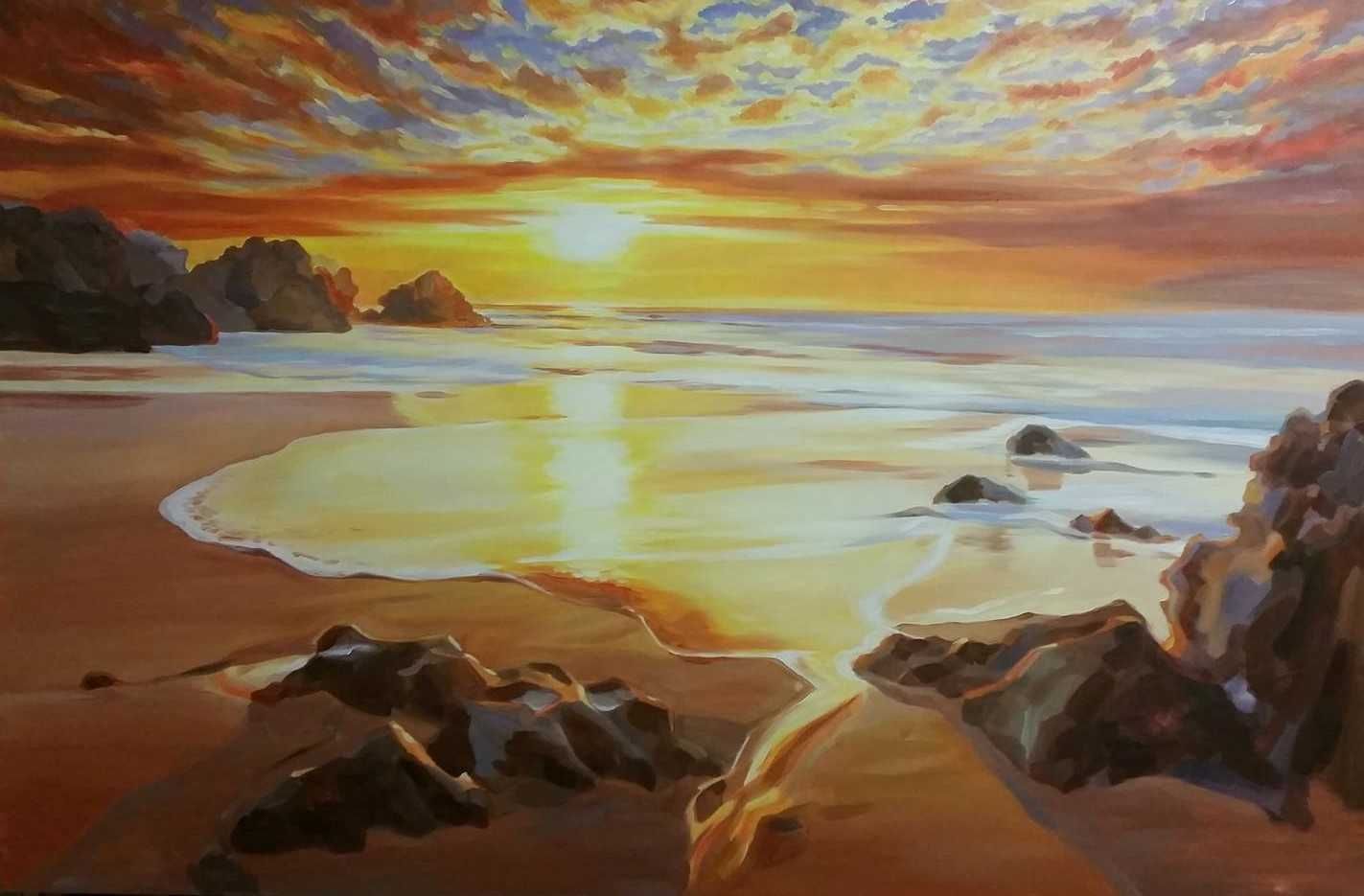 Quadro  "Praia" 100×50 cm.