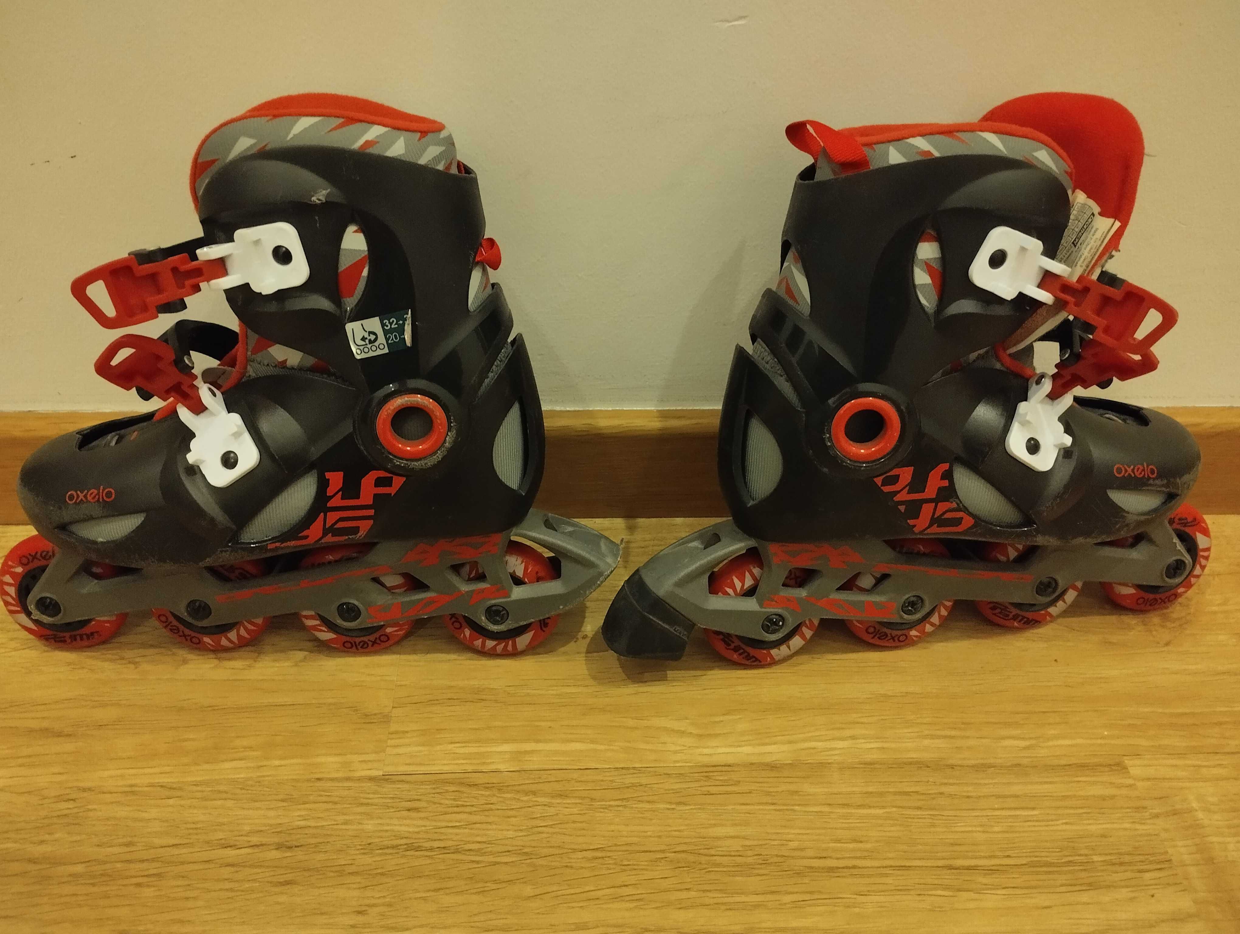 Patins em linha para criança. Marca Oxelo. Muito bem conservados!