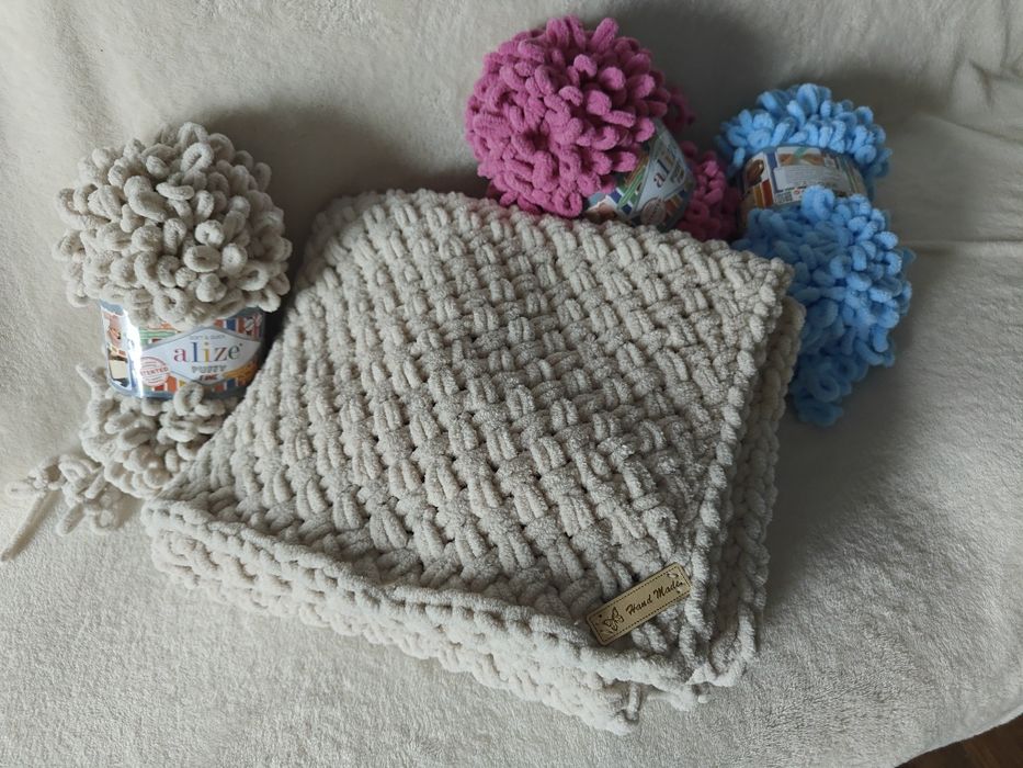 Kocyk z włóczki Alize Puffy Fine