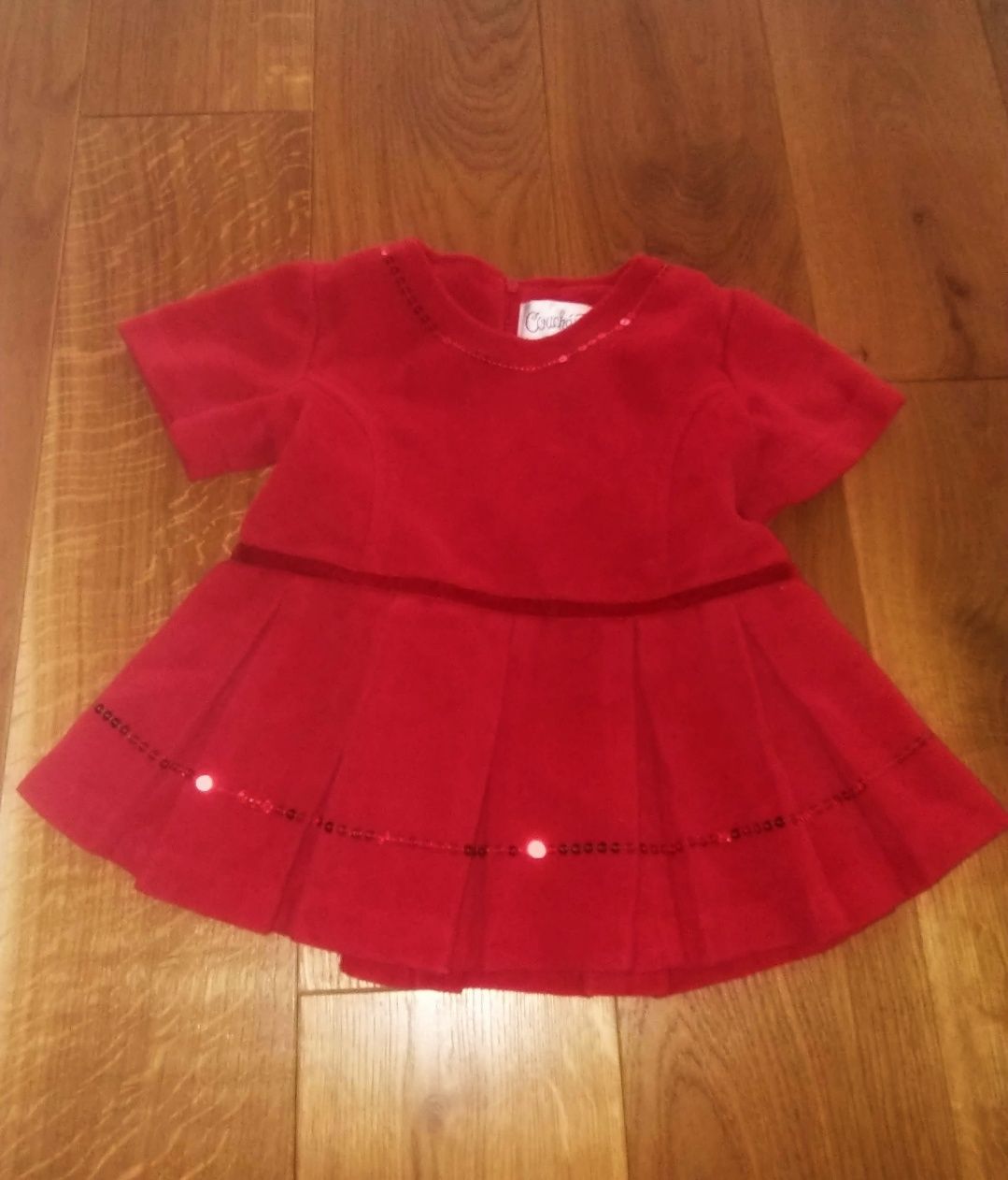 Bluzka bluzeczka tunika dziewczęca czerwona elegancka 74/80