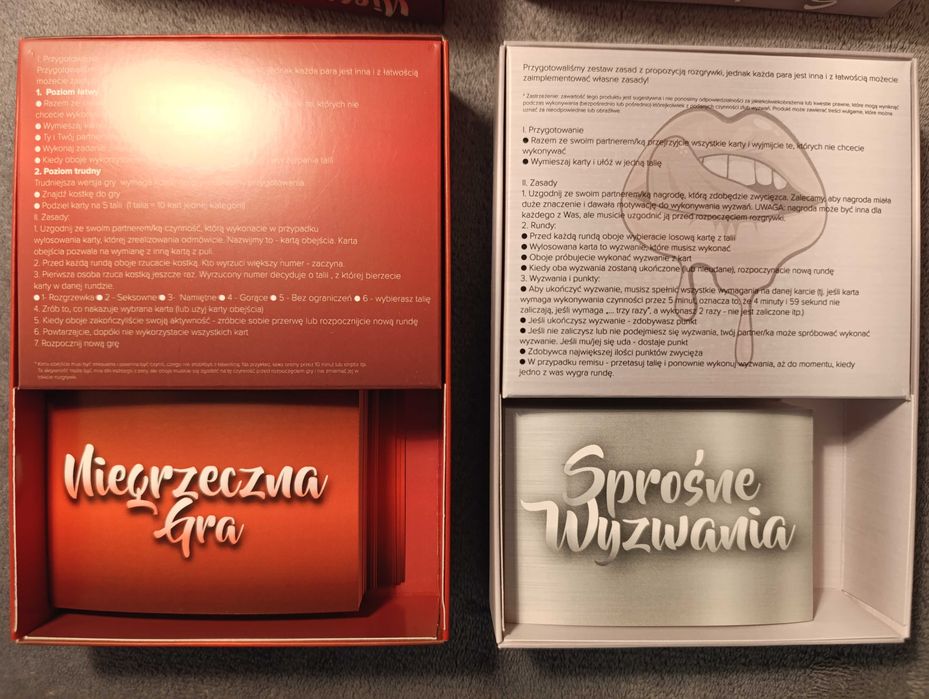 Dwie gry erotyczne dla par +18 "Niegrzeczna gra" i "Sprośne wyzwania"