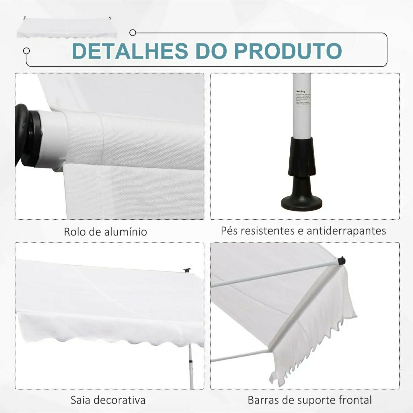 Toldo manual para varanda, terraço
