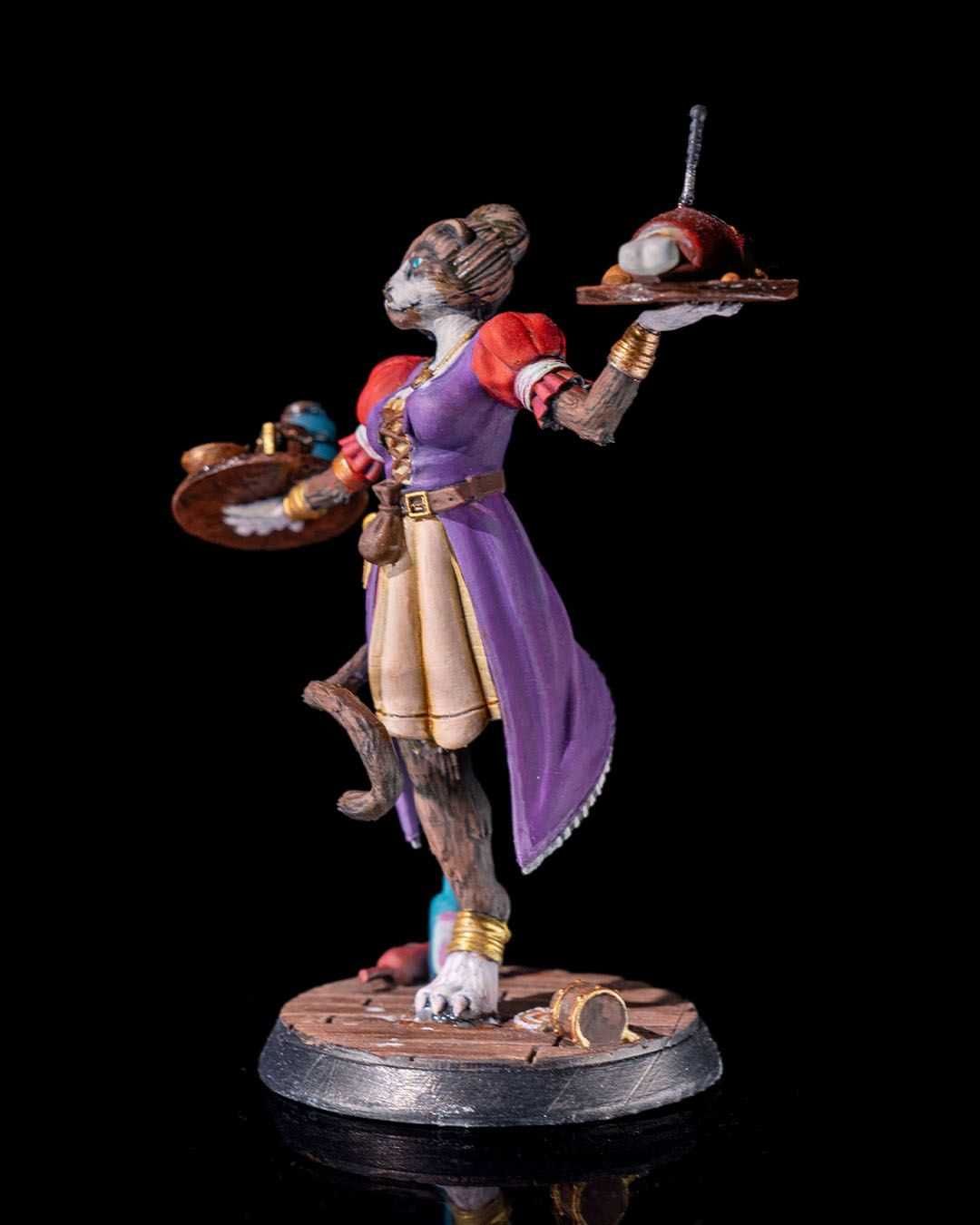Ms. Tabiha Tabaxi kelnerka 32mm 14K zgodna z DnD RPG Pathfinder Warham