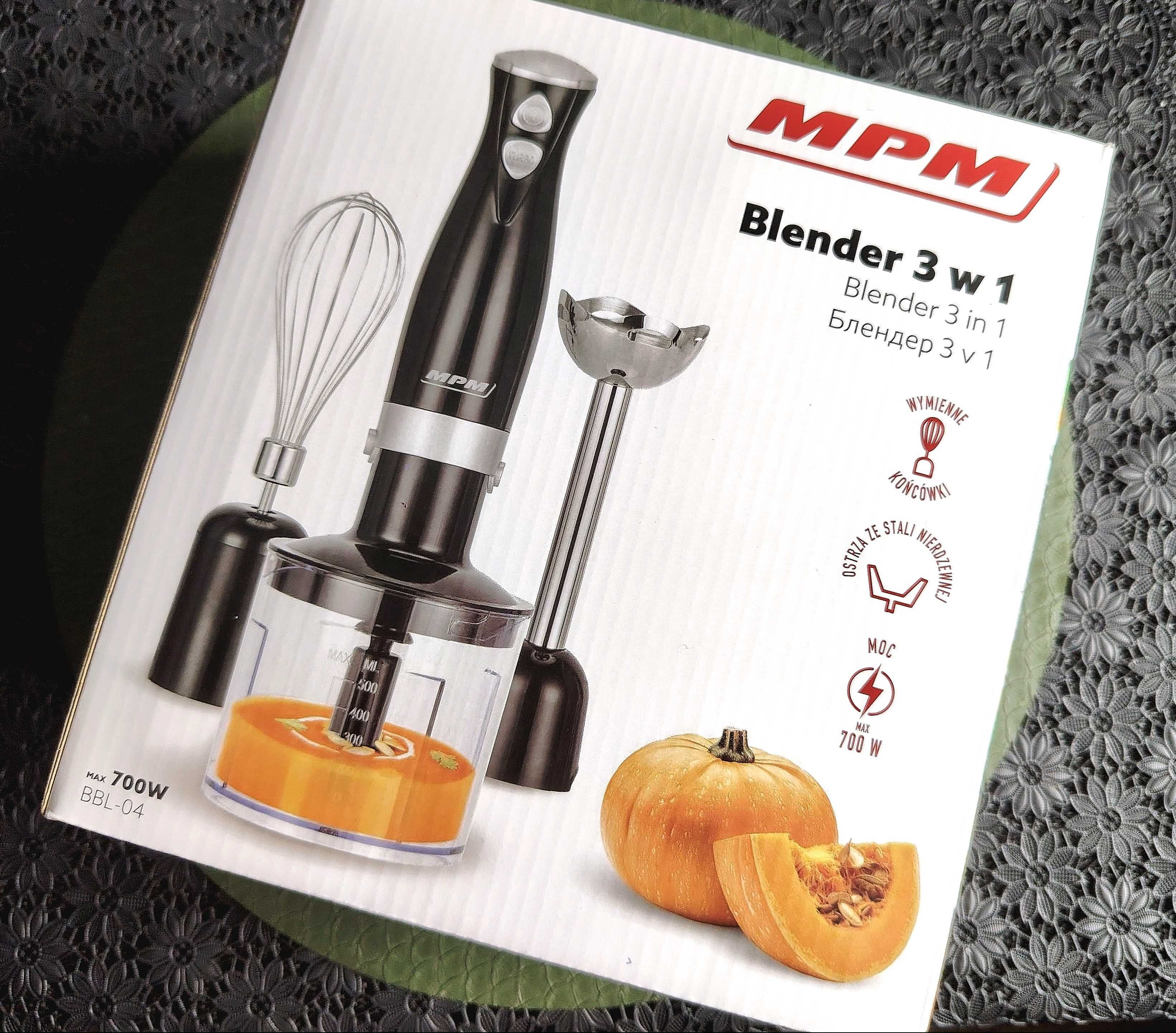 Blender MPM 3w1 700W czarny, miksowanie, siekanie, rozdrabnianie