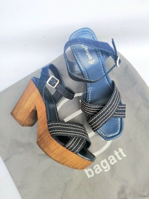 Baggat джинсовые босоножки кожаные дерево деним синие