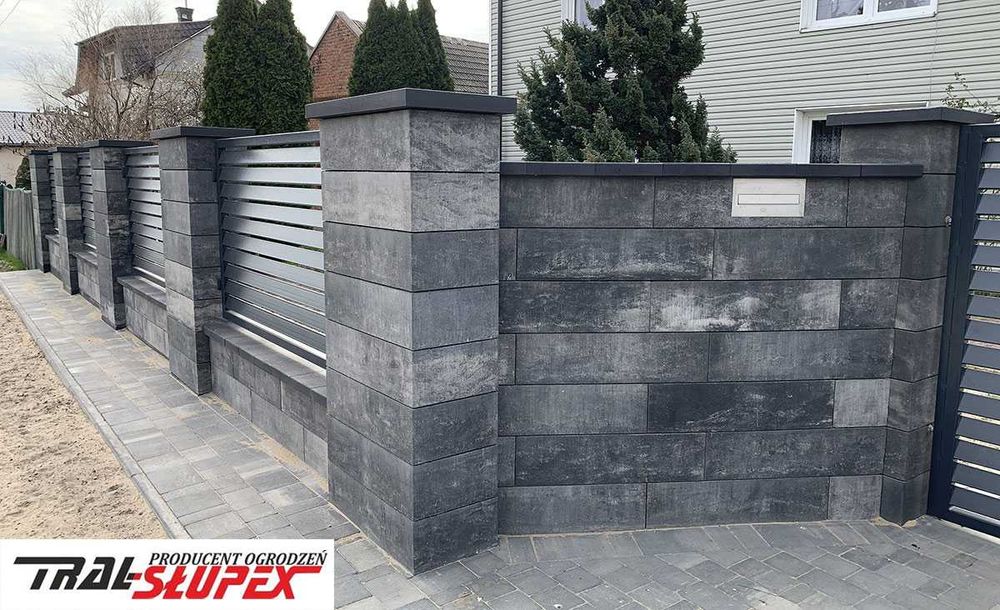 Bloczek ogrodzeniowy, 76x19,5x20, grafit gładki