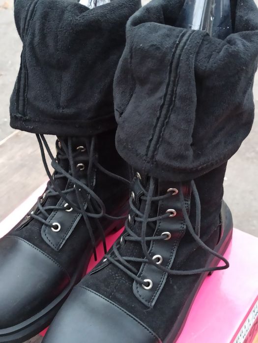 Сапоги высокие со шнуровкой  ботфорты