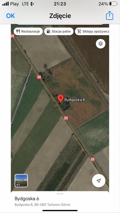 Działka 5 tys m2 Tarkowo Górne przy trasie 25