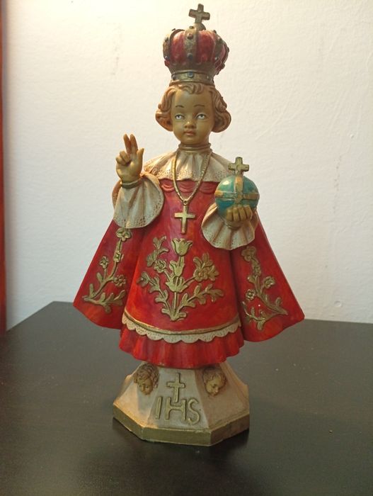 Antiga Estátua menino Jesus de Praga  	Produzido em Italia	Como nova!