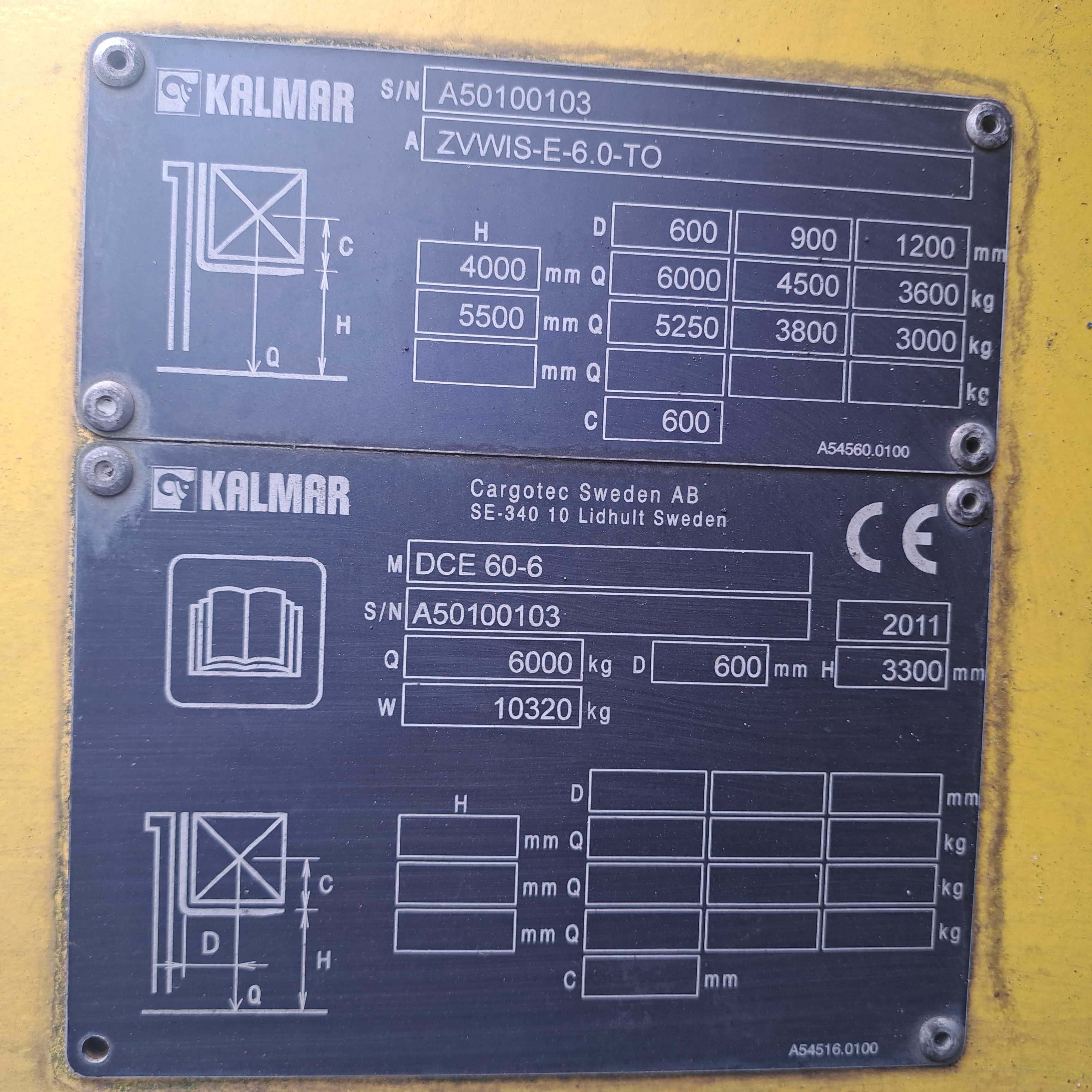 Wózek widłowy Kalmar DCE 60-6. Diesel  2011r.