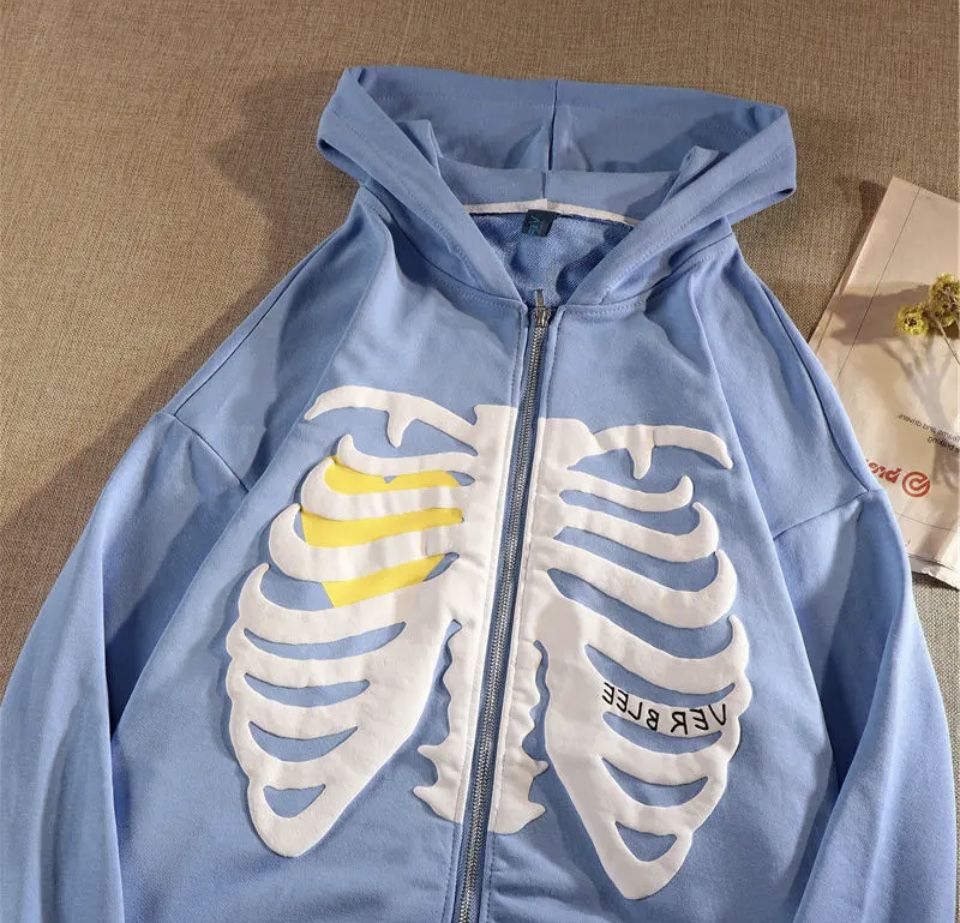 Bluza XL szkielet płuca niebieska unisex