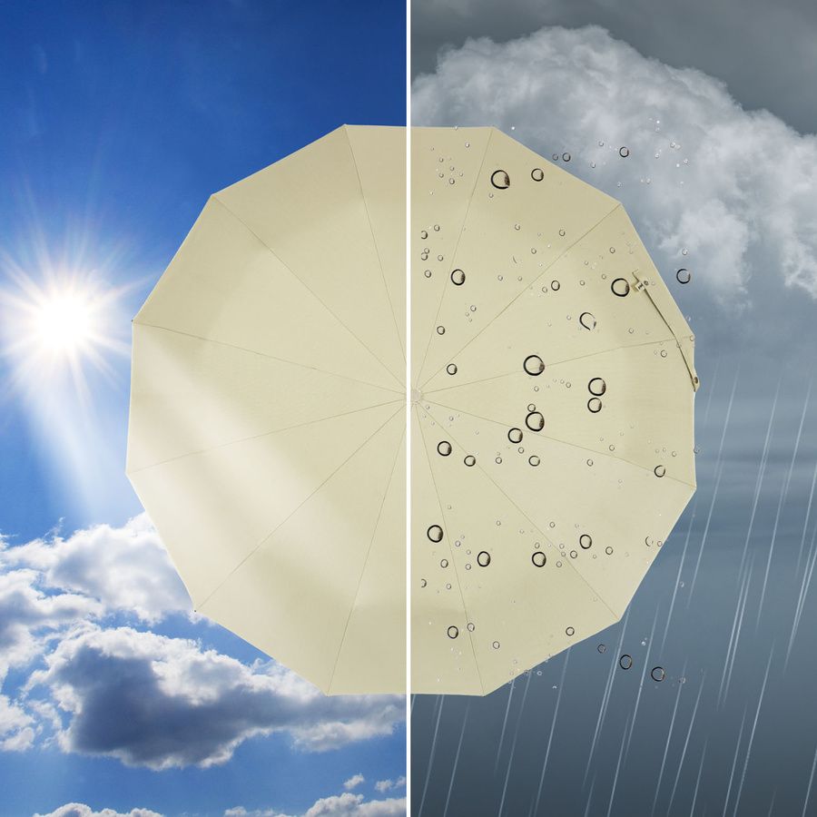 Biały, przeciwdeszczowy i przeciwsłoneczny parasol rozkładany
