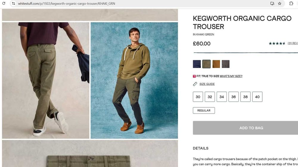 White Stuff, оригінал карго штани W31